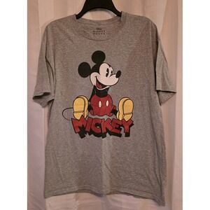 Disney Sitting Mickey Mouse T-shirt Adult L Gray Classic Nwot
